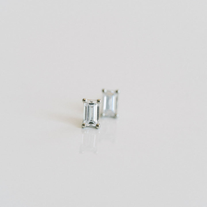 Emerald Cut Diamond Studs