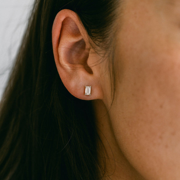 Emerald Cut Diamond Studs