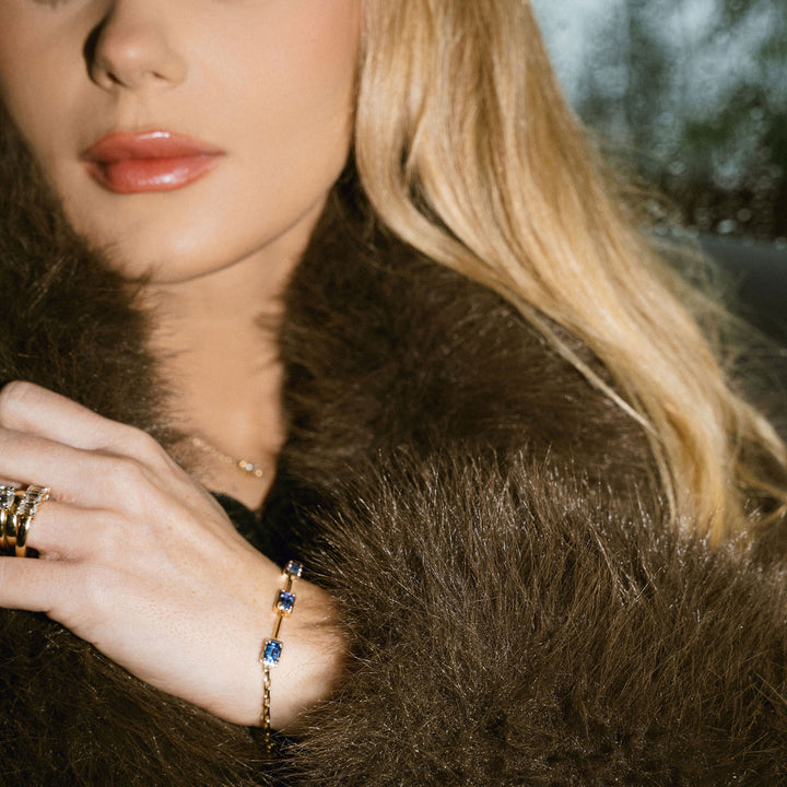 Emerald Cut East-West Blue Sapphire Gallery Bracelet