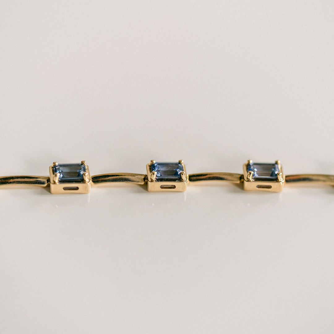 Emerald Cut East-West Blue Sapphire Gallery Bracelet