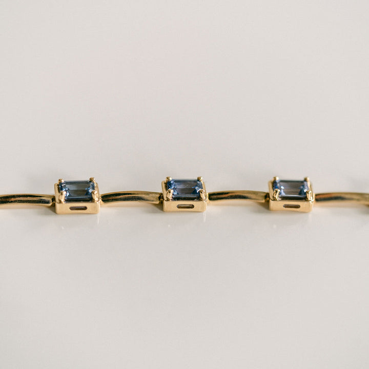 Emerald Cut East-West Blue Sapphire Gallery Bracelet