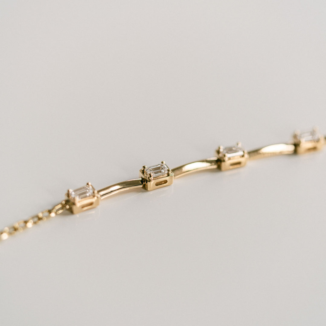Emerald Cut East-West Diamond Gallery Bracelet
