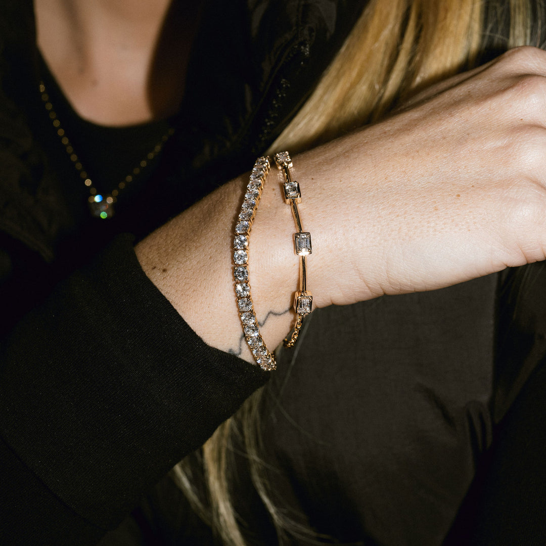 Emerald Cut East-West Diamond Gallery Bracelet