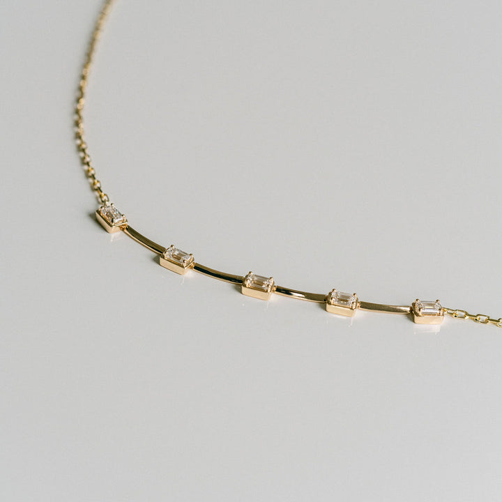 Emerald Cut East-West Diamond Gallery Necklace