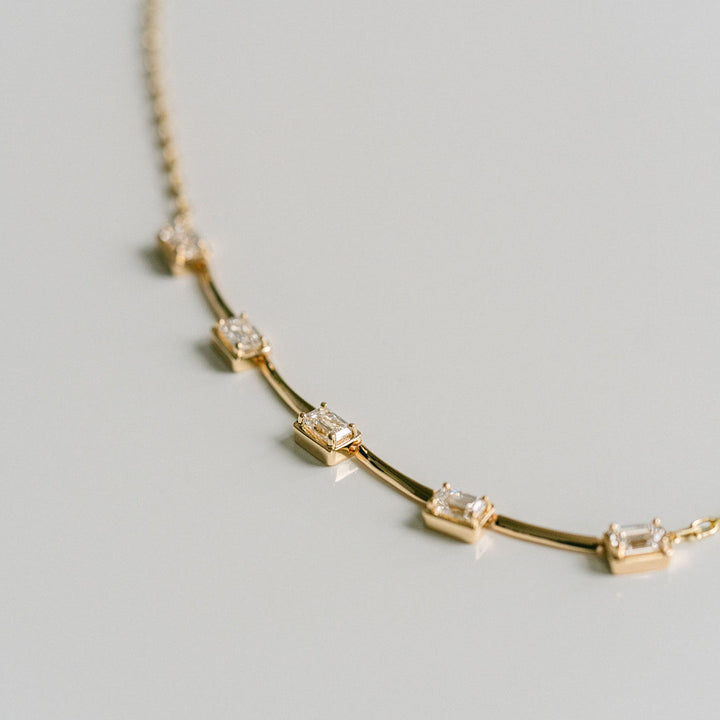 Emerald Cut East-West Diamond Gallery Necklace