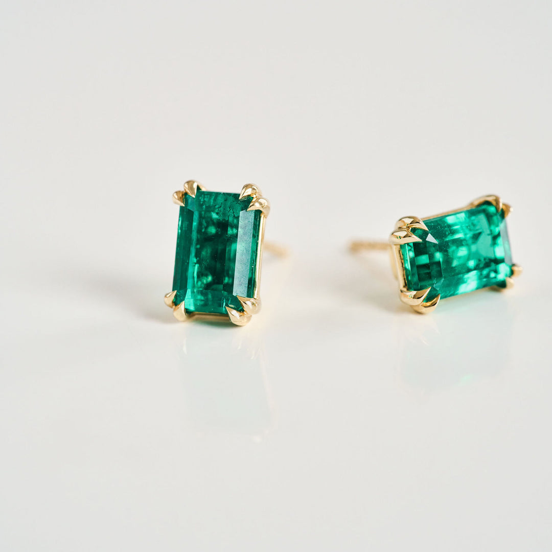 Emerald Cut Emerald Studs