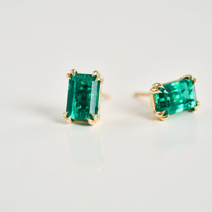 Emerald Cut Emerald Studs
