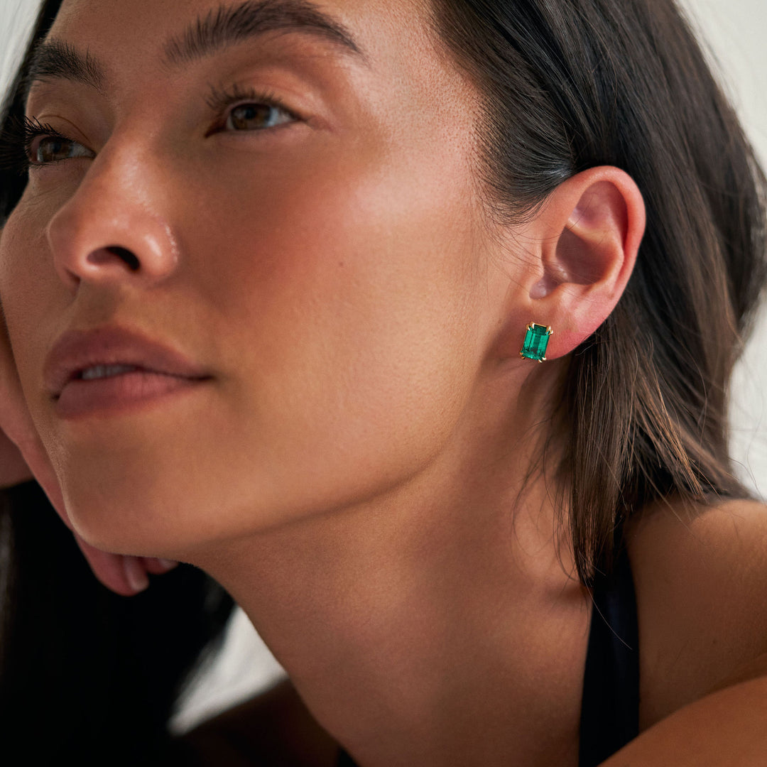 Emerald Cut Emerald Studs