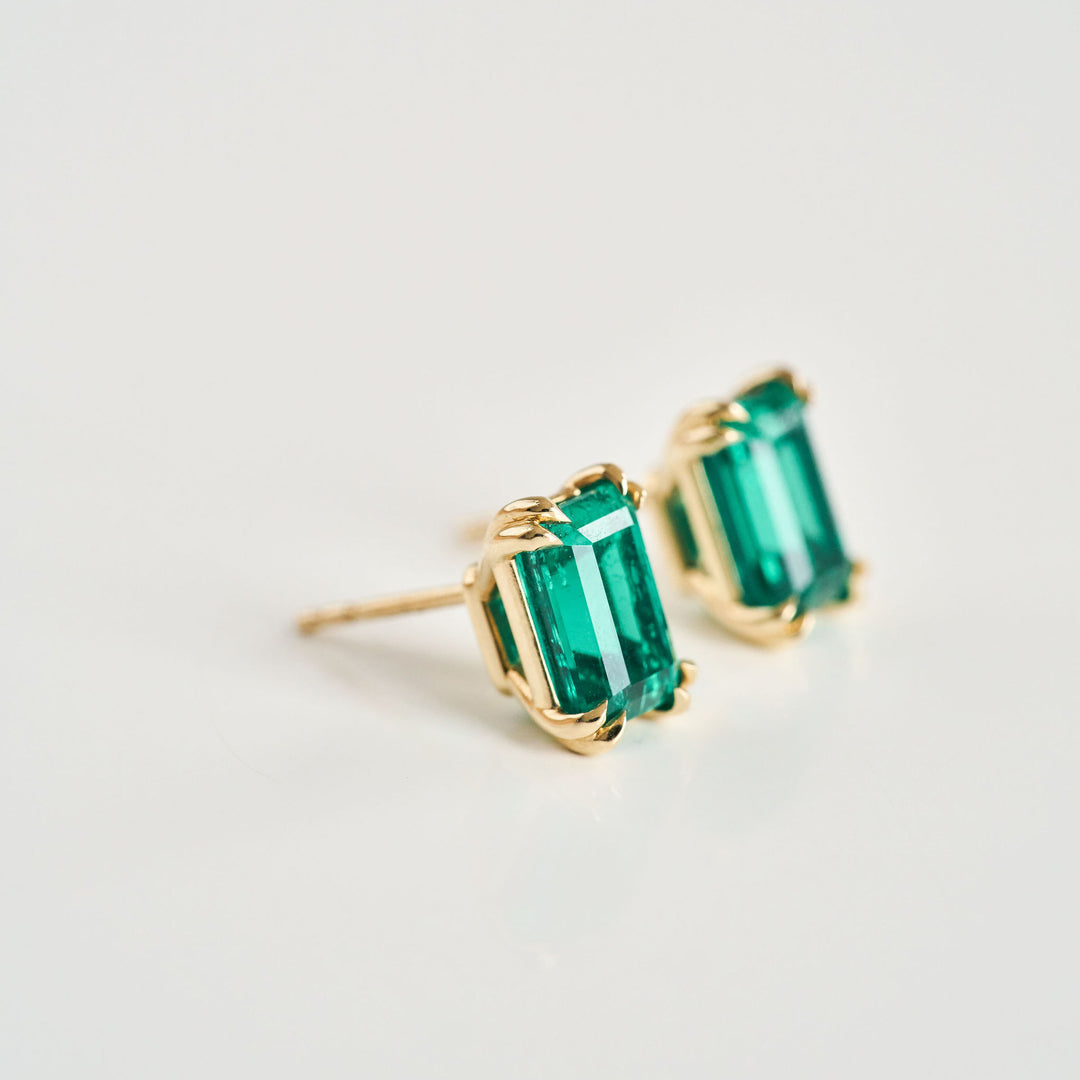 Emerald Cut Emerald Studs