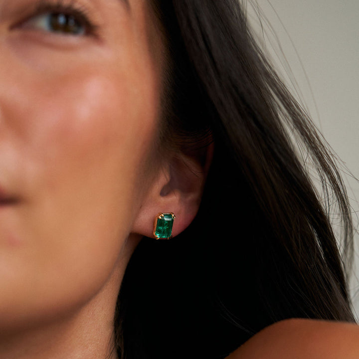 Emerald Cut Emerald Studs