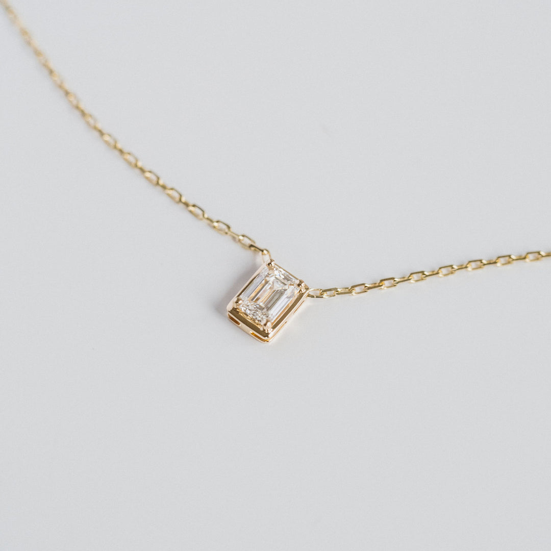 Emerald Cut Framed Diamond Necklace