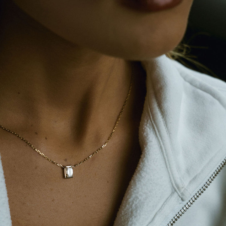 Emerald Cut Framed Diamond Necklace