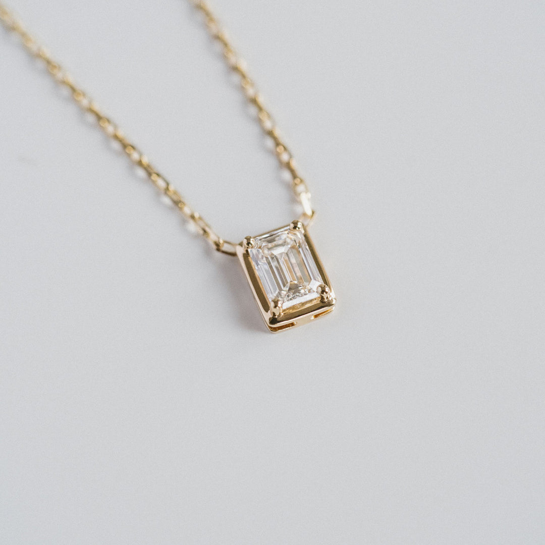 Emerald Cut Framed Diamond Necklace