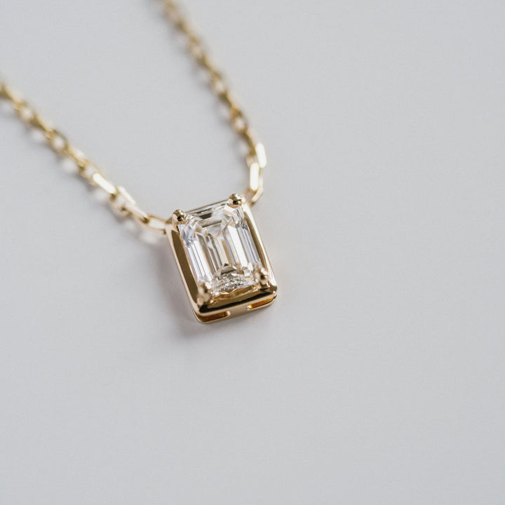 Emerald Cut Framed Diamond Necklace