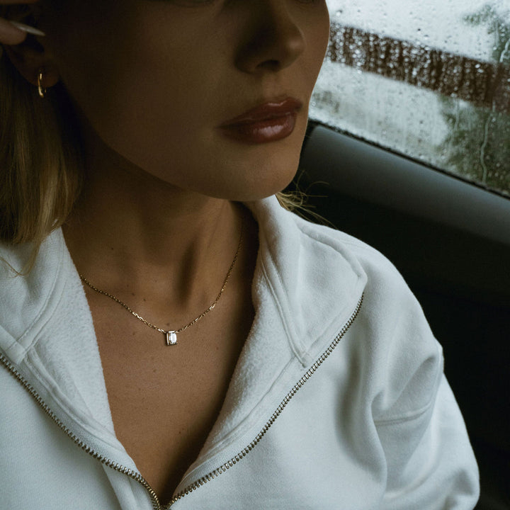 Emerald Cut Framed Diamond Necklace