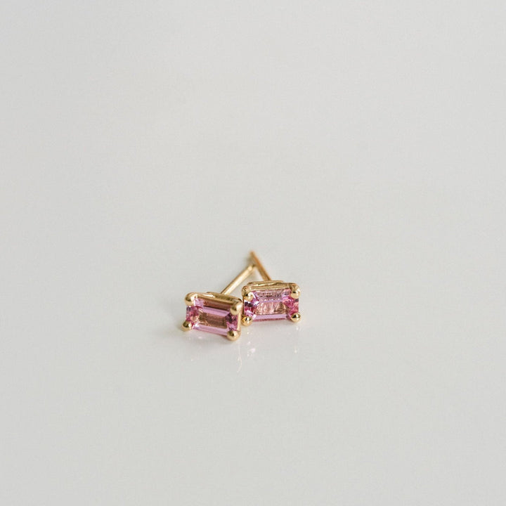Emerald Cut Pink Sapphire Studs