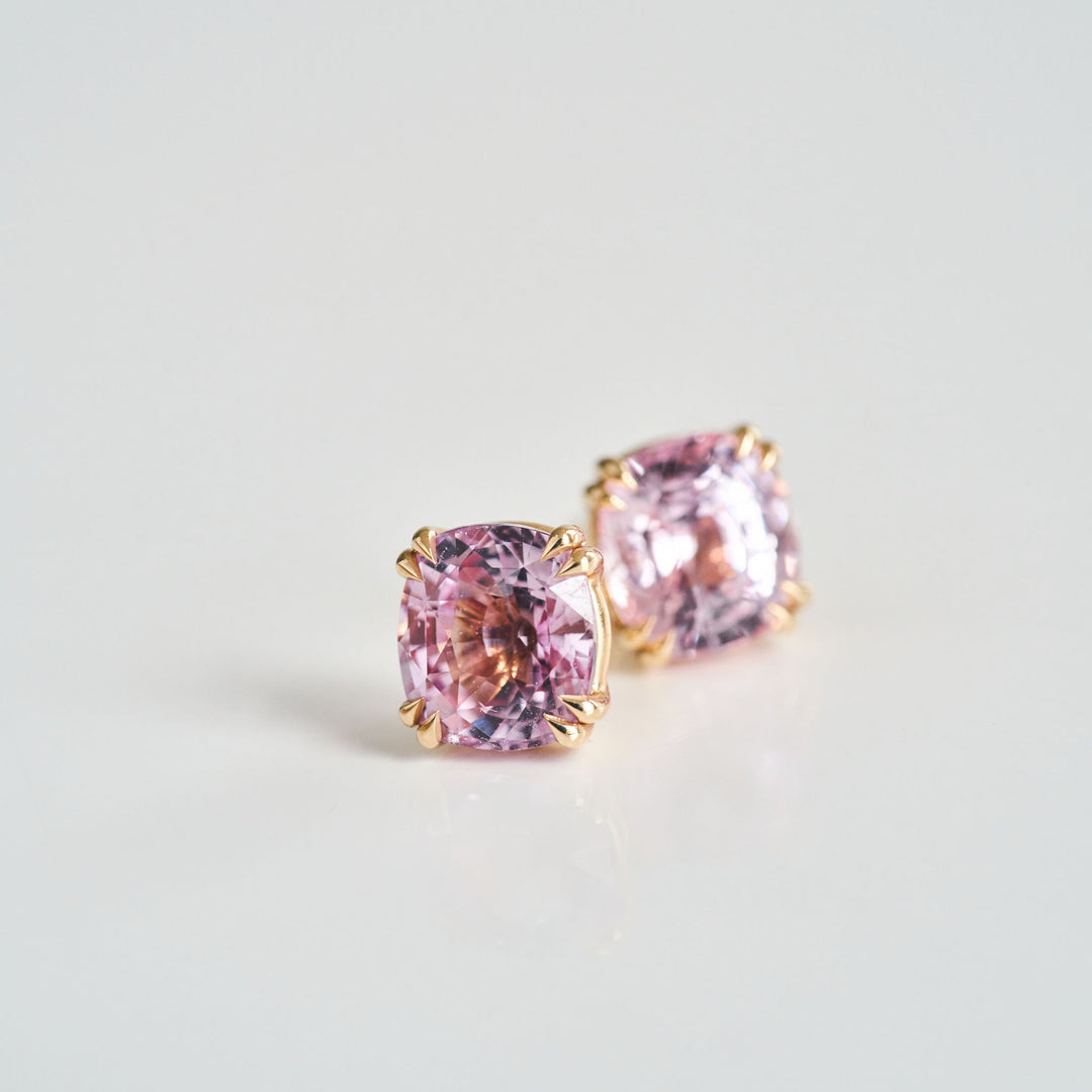 Cushion Cut Pink Sapphire Studs