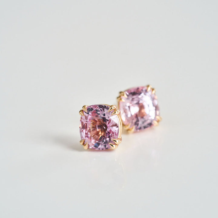 Cushion Cut Pink Sapphire Studs