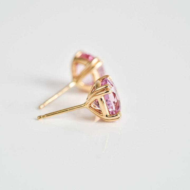 Cushion Cut Pink Sapphire Studs