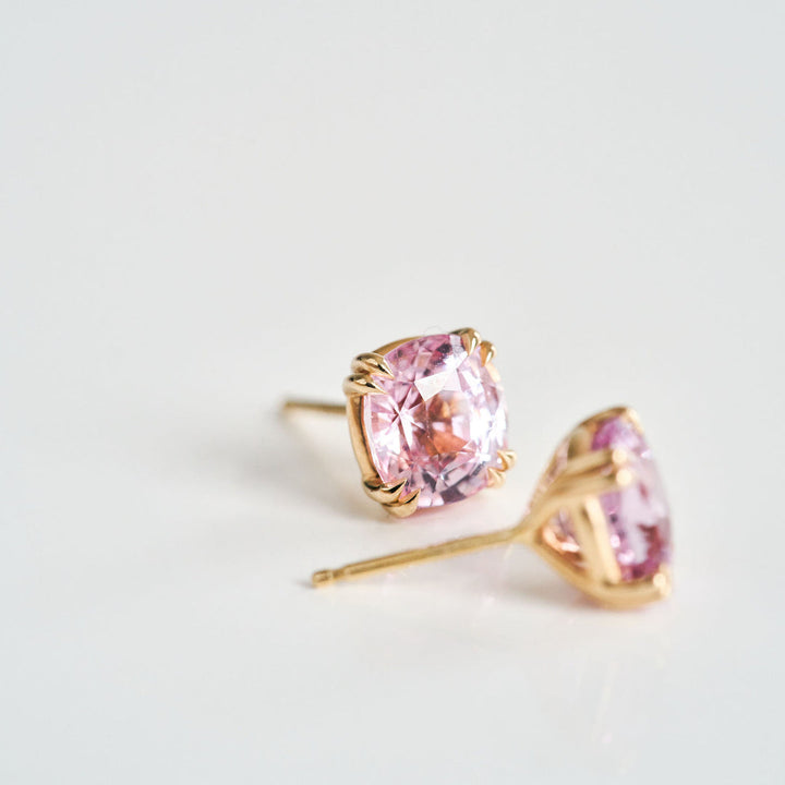 Cushion Cut Pink Sapphire Studs