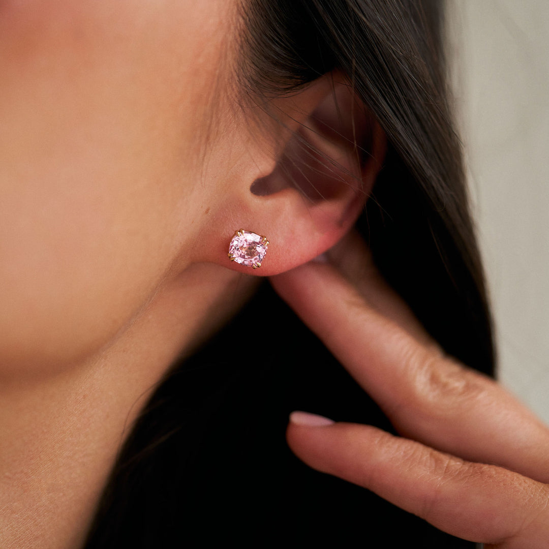 Cushion Cut Pink Sapphire Studs