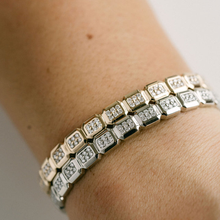 Faceted Geometric Diamond Pavè Cuff