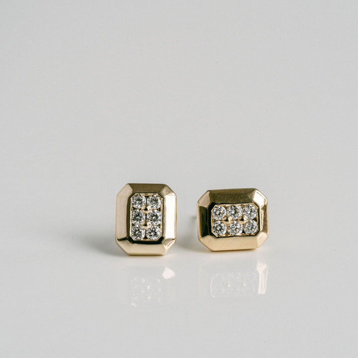 Faceted Geometric Diamond Pavé Studs