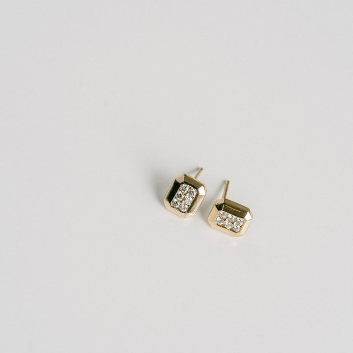 Faceted Geometric Diamond Pavé Studs