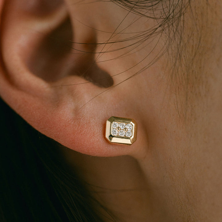 Faceted Geometric Diamond Pavé Studs