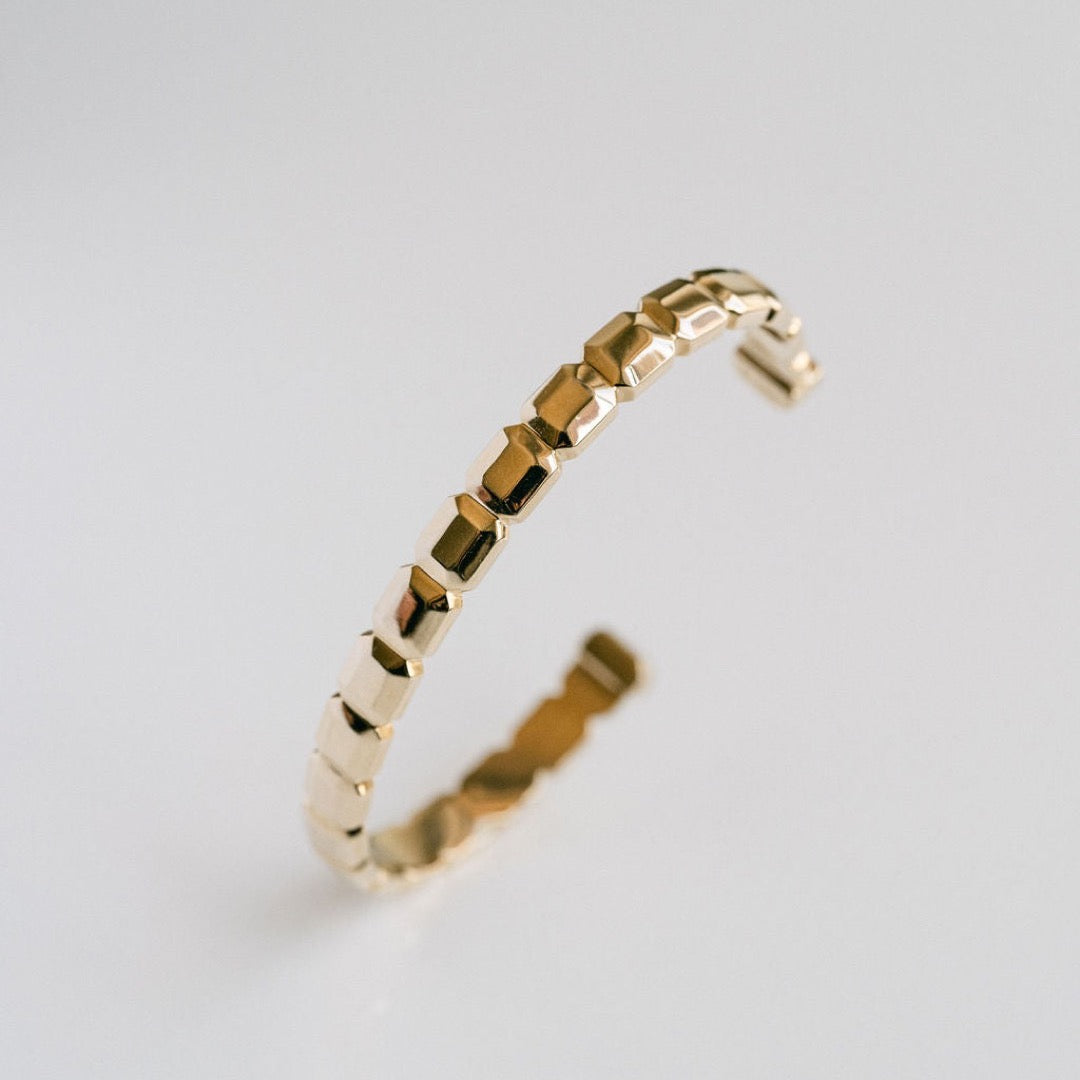 Faceted Geometric Gold Cuff