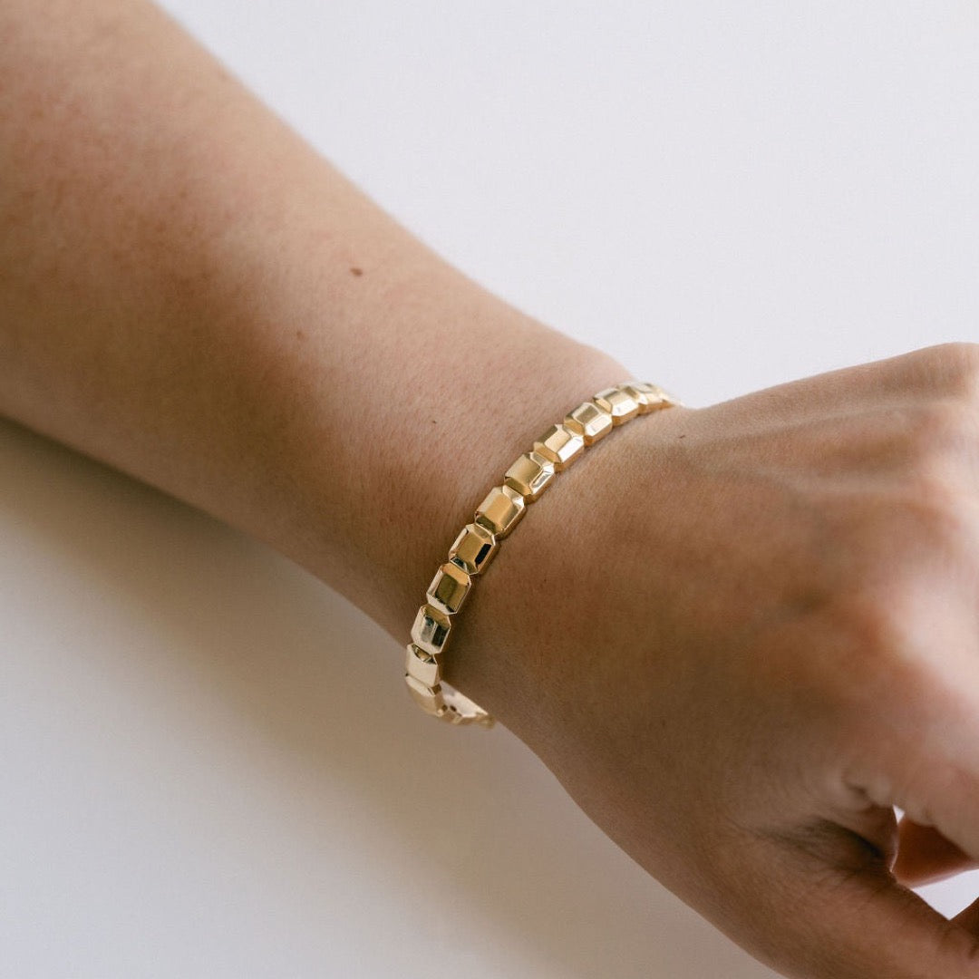 Faceted Geometric Gold Cuff