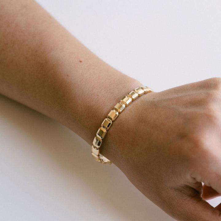 Faceted Geometric Gold Cuff