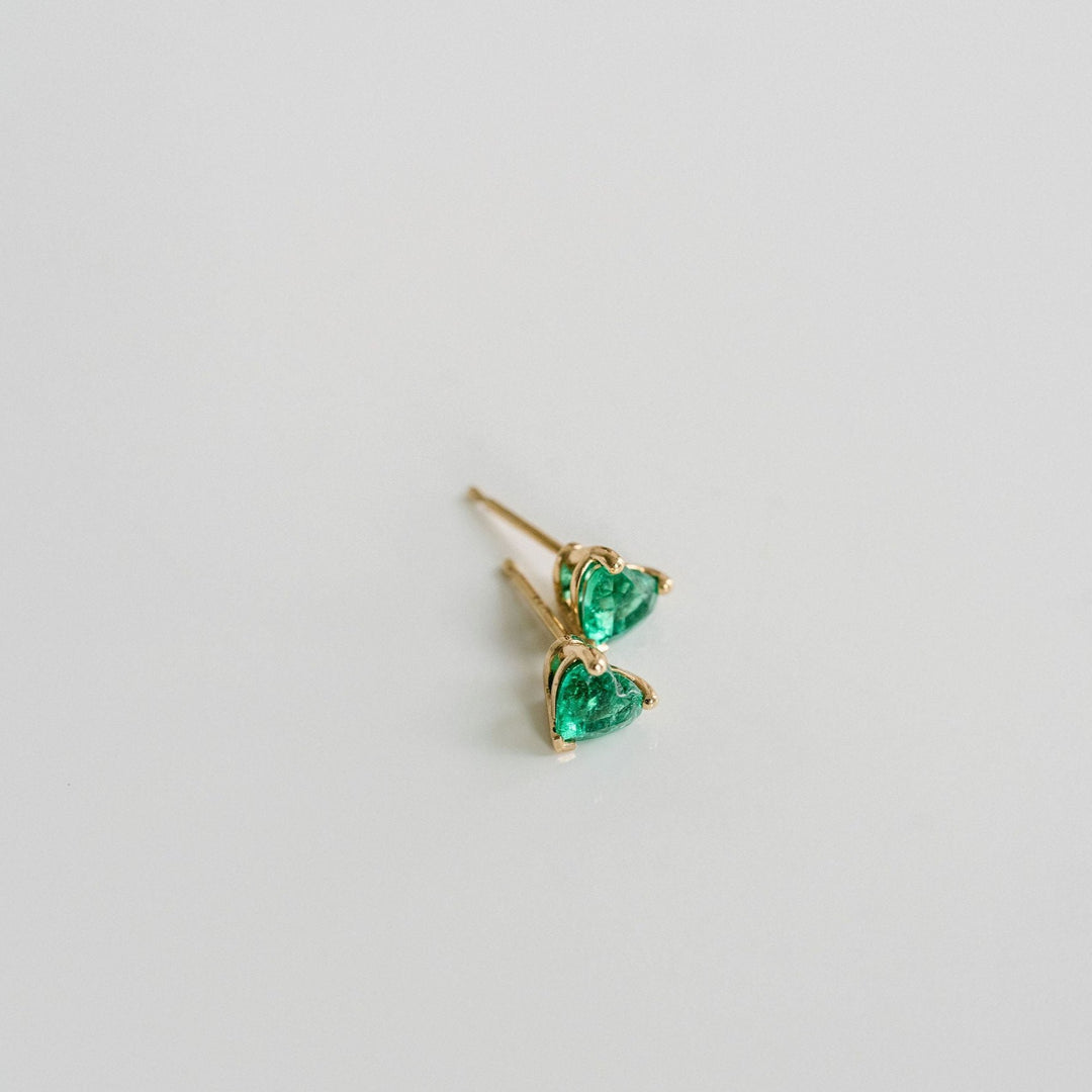 Heart Shape Emerald Studs