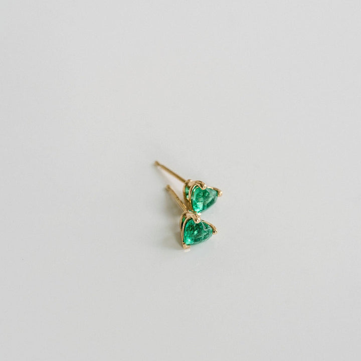 Heart Shape Emerald Studs