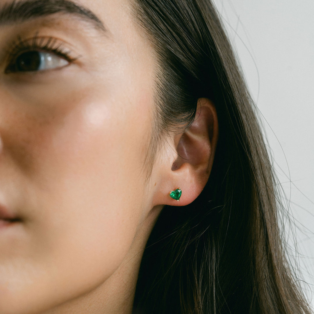 Heart Shape Emerald Studs