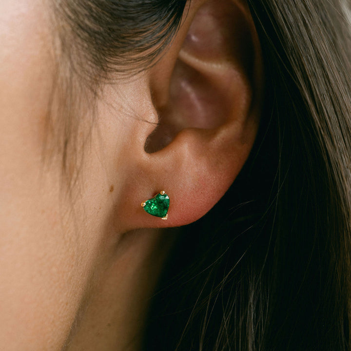Heart Shape Emerald Studs