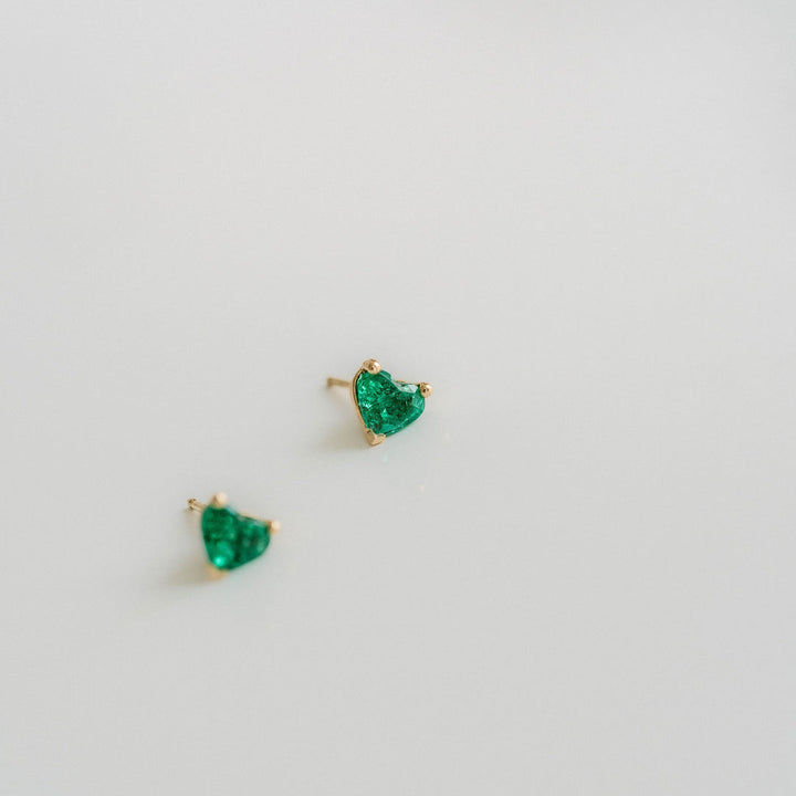 Heart Shape Emerald Studs
