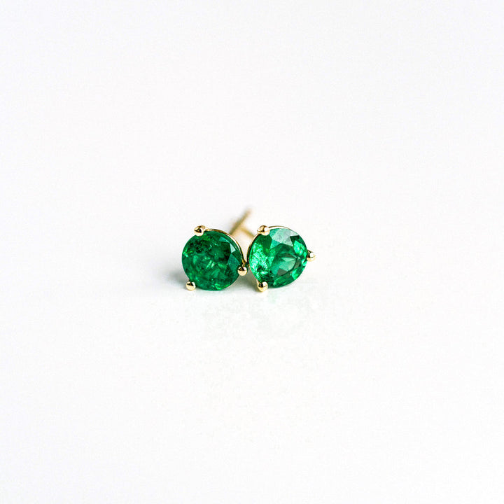 Round Emerald Studs