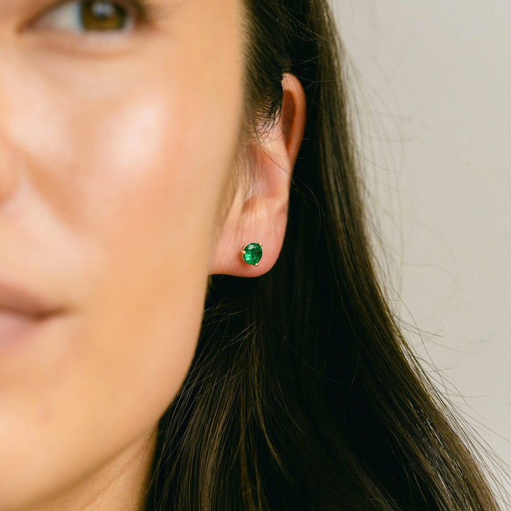 Round Emerald Studs