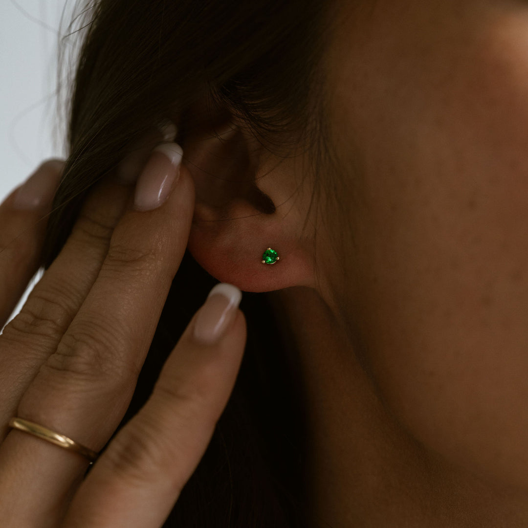 Round Emerald Studs