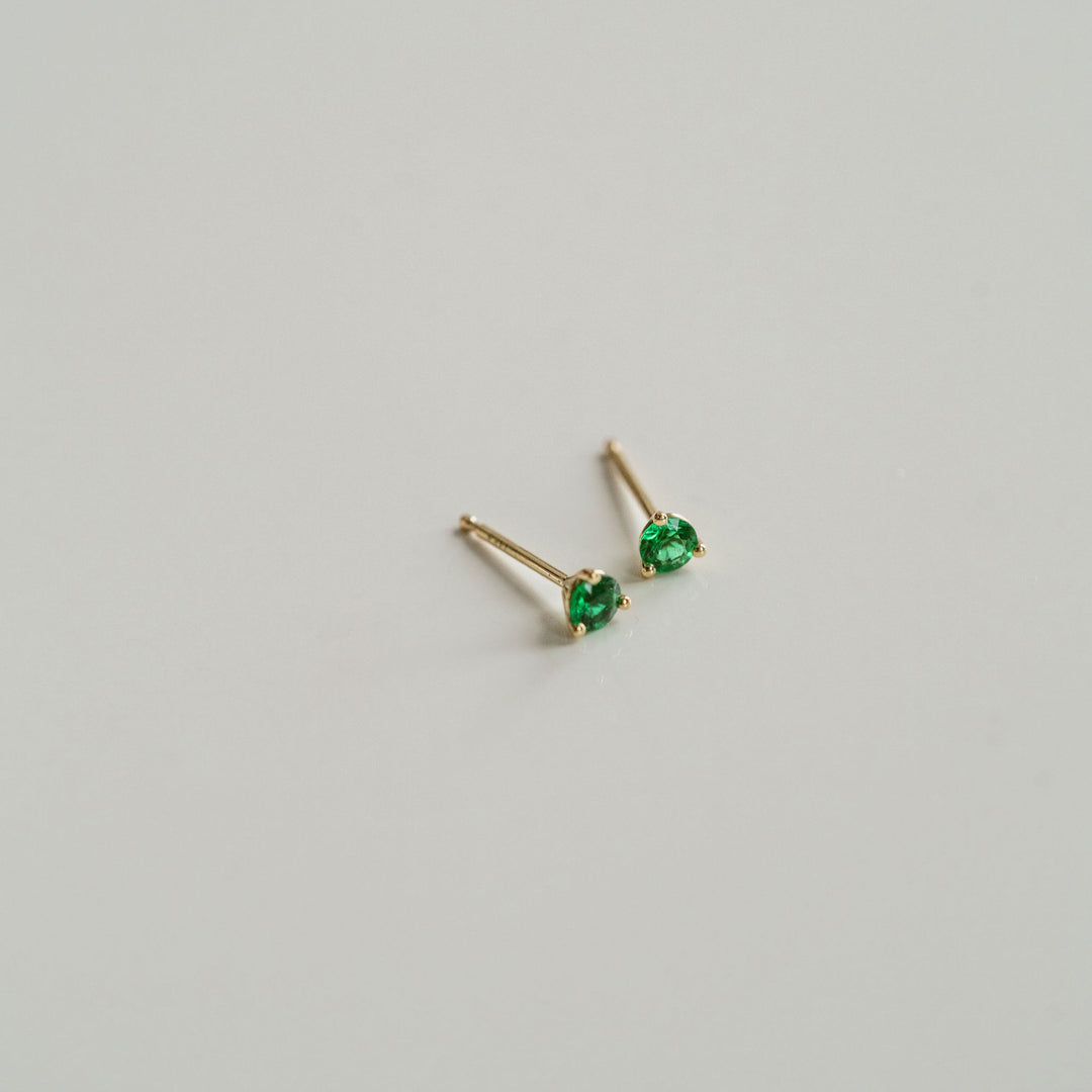 Round Emerald Studs