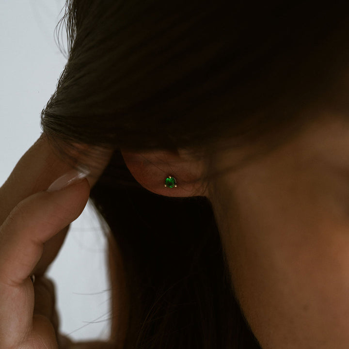 Round Emerald Studs
