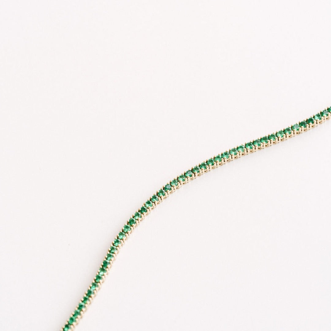 Round Emerald Tennis Necklace