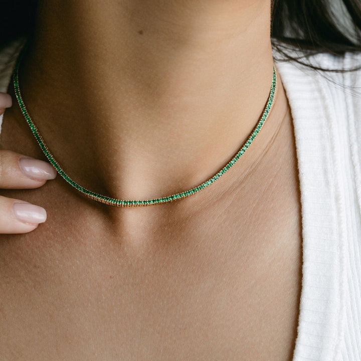Round Emerald Tennis Necklace