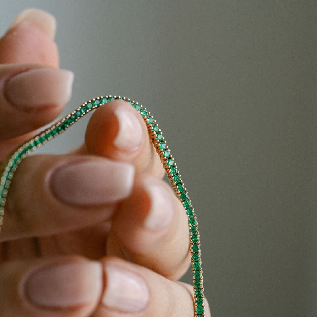 Round Emerald Tennis Necklace