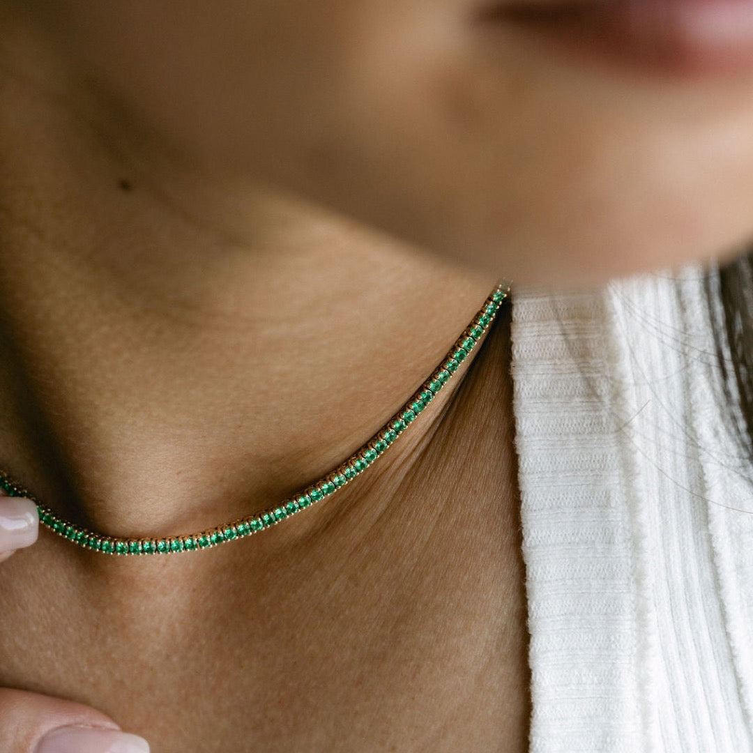 Round Emerald Tennis Necklace