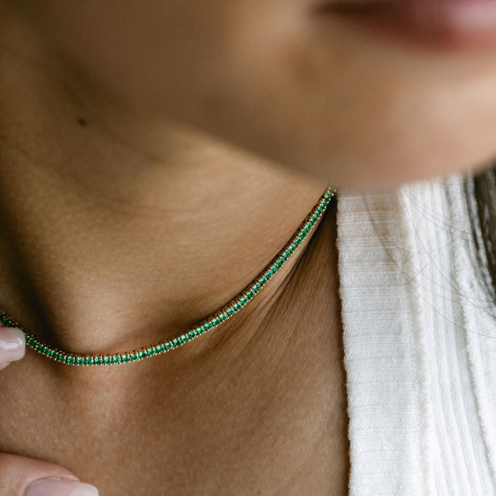 Round Emerald Tennis Necklace