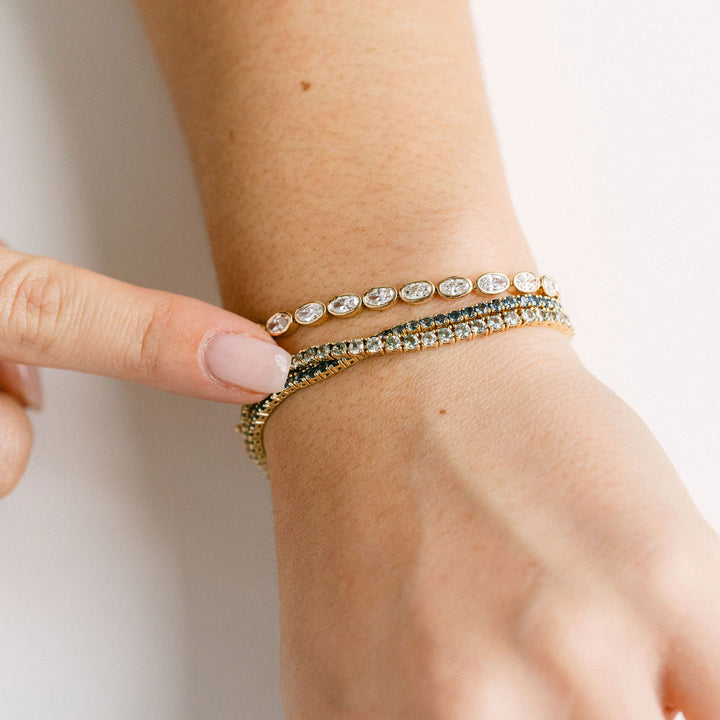 Round Light Sage Green Sapphire Tennis Bracelet