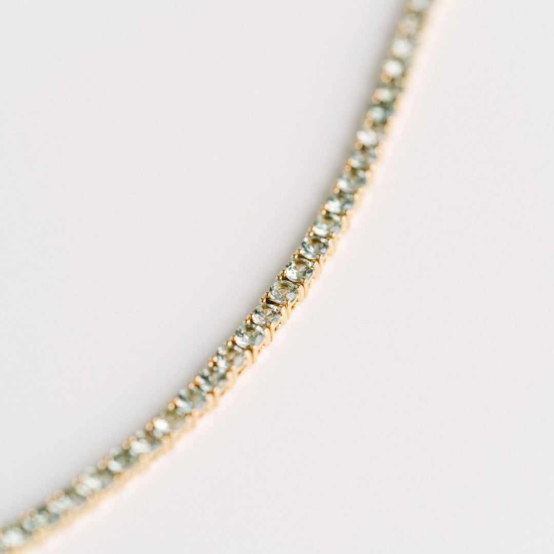 Round Light Sage Green Sapphire Tennis Bracelet