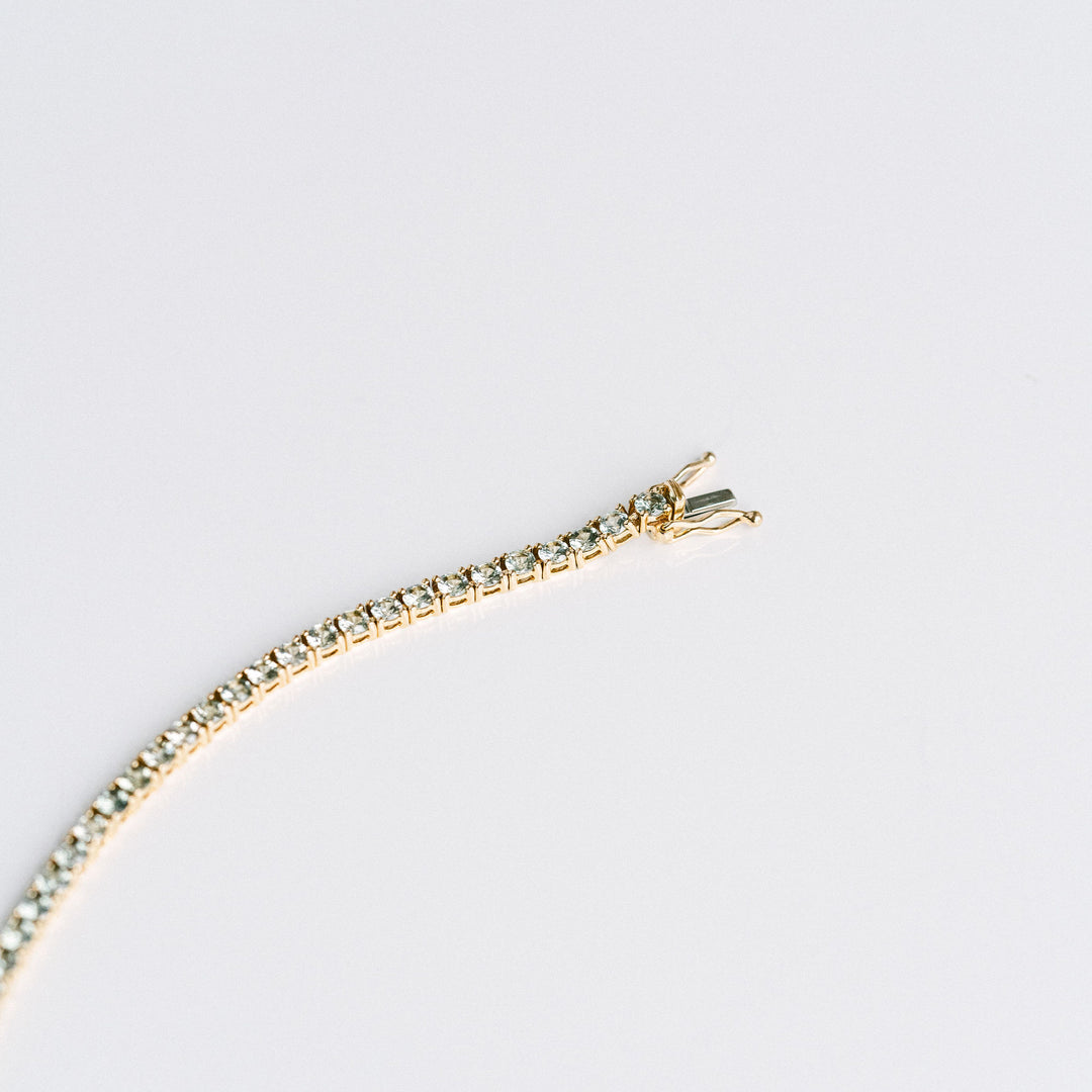 Round Light Sage Green Sapphire Tennis Bracelet